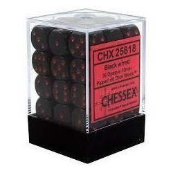 Chessex - D6 Brick 12mm Opaque Dice (36) - Black / Red