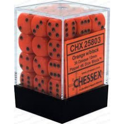 Chessex - D6 Brick 12mm Opaque Dice (36) - Orange / Black