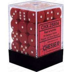 Chessex - D6 Brick 12mm Opaque Dice (36) - Red / Black