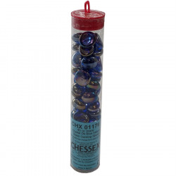 Chessex - Glass Gaming Stones Tube (40+) - Crystal Dark Blue Iridized