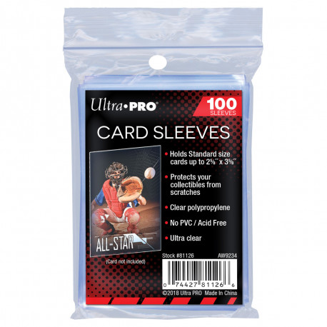 Ultra Pro Soft Card Sleeves - 2-1/2" X 3-1/2", 100ct